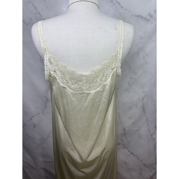 VTG 60s Romantic Nightgown Dress sz S Cream Nylon Lace Floral Lingerie Ethereal - Picture 14 of 16